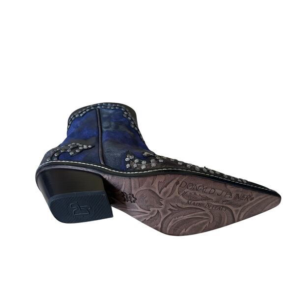 Donald Pliner Western Ocean Suede Crush Metallic Leather Boot Shoe $625 NWT - Picture 9 of 11